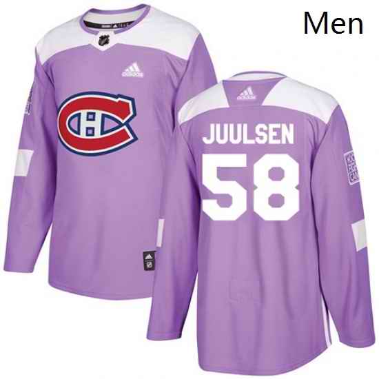 Mens Adidas Montreal Canadiens 58 Noah Juulsen Authentic Purple Fights Cancer Practice NHL Jersey
